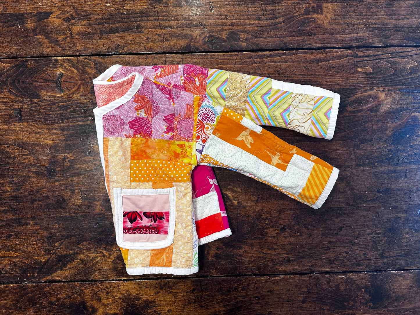 Bright and Cheery Orange and Pink 4-5T Quilt Jacket