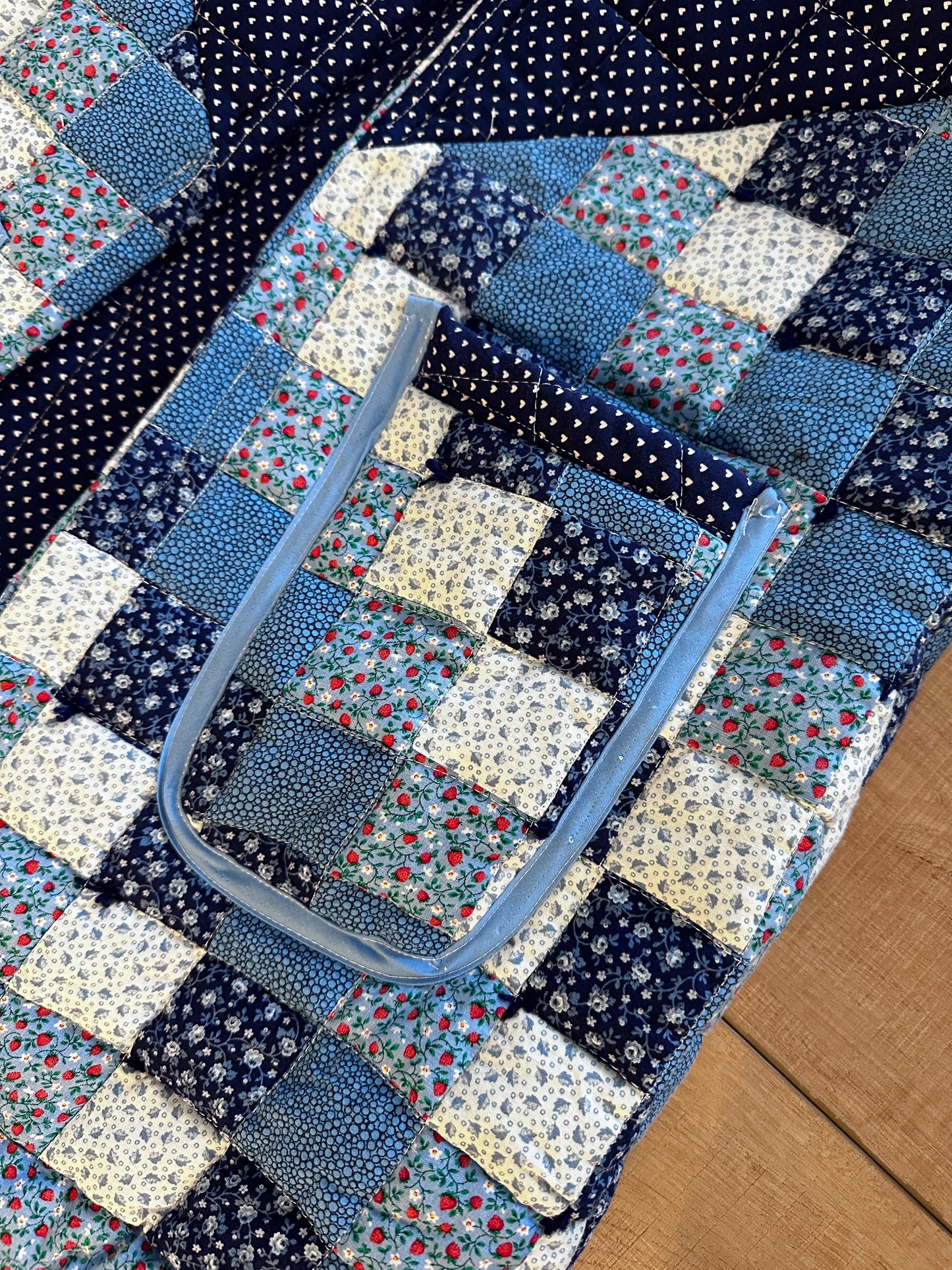 Blue patchwork quilt jacket