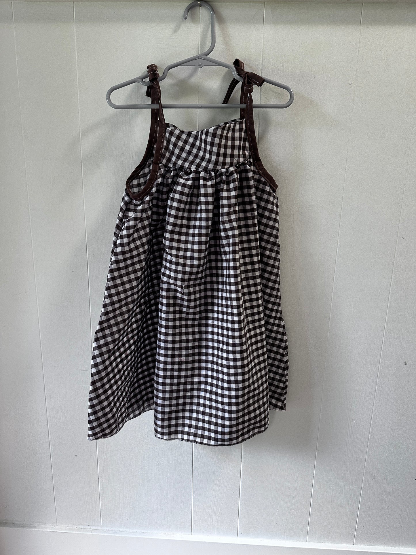 Brown Gingham Picnic Dress – Size 3/4T