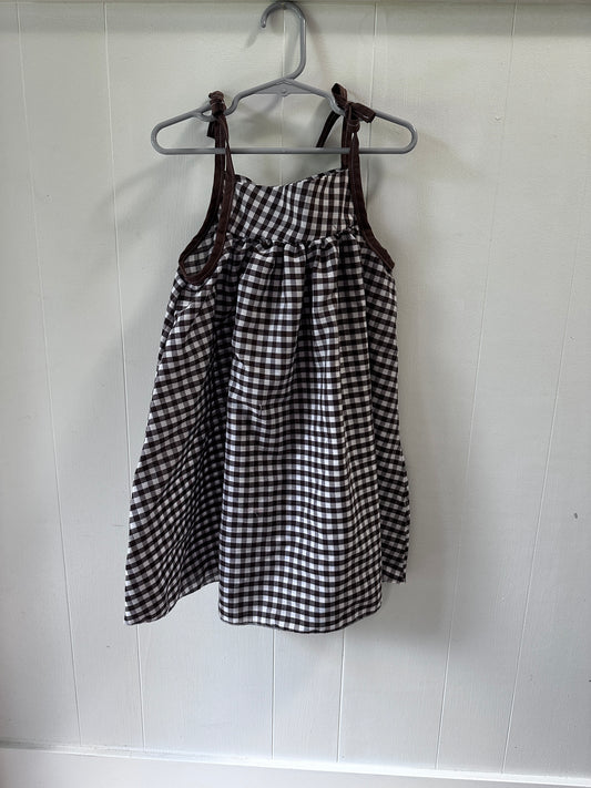 Brown Gingham Picnic Dress – Size 3/4T