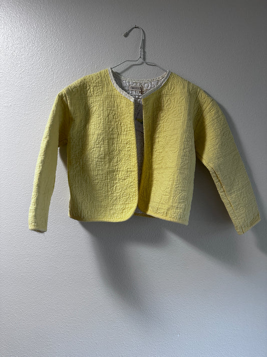 Butter Yellow Quilt Jacket – Size 4–6T