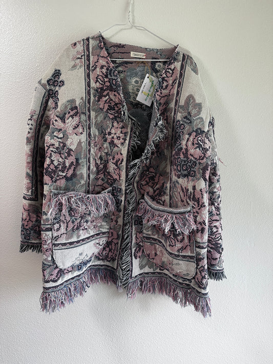 Upcycled Throw Blanket Cardigan